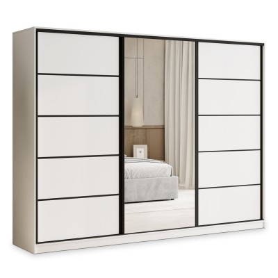 Szafa Przesuwna PINA 235 cm z Lustrem Szafa Trzydrzwiowa z Szufladami