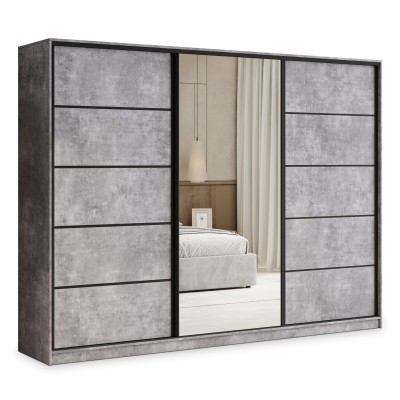 Szafa Przesuwna PINA 235 cm z Lustrem Szafa Trzydrzwiowa z Szufladami