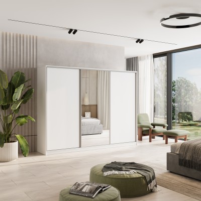 Szafa Przesuwna TARI 235 cm z Lustrem Szafa Trzydrzwiowa z Szufladami