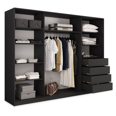 Szafa Przesuwna TARI 235 cm z Lustrem Szafa Trzydrzwiowa z Szufladami