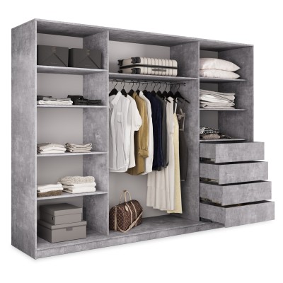 Szafa Przesuwna TARI 235 cm z Lustrem Szafa Trzydrzwiowa z Szufladami