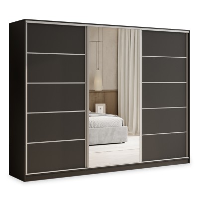 Szafa Przesuwna PINA 250 cm z Lustrem Szafa Trzydrzwiowa z Szufladami