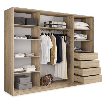 Szafa Przesuwna PINA 250 cm z Lustrem Szafa Trzydrzwiowa z Szufladami