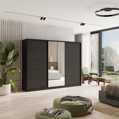 Szafa Przesuwna PINA 250 cm z Lustrem Szafa Trzydrzwiowa z Szufladami