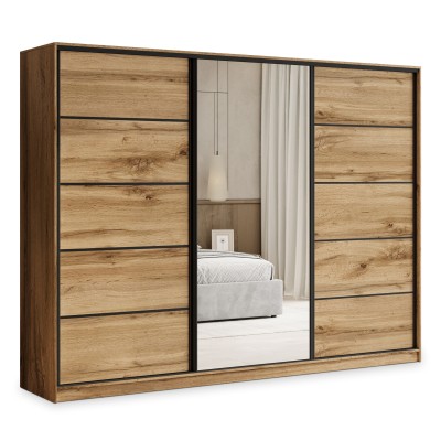 Szafa Przesuwna PINA 250 cm z Lustrem Szafa Trzydrzwiowa z Szufladami