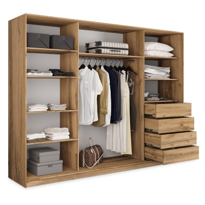 Szafa Przesuwna PINA 250 cm z Lustrem Szafa Trzydrzwiowa z Szufladami