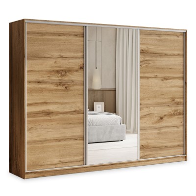 Szafa Przesuwna TARI 250 cm z Lustrem Szafa Trzydrzwiowa z Szufladami