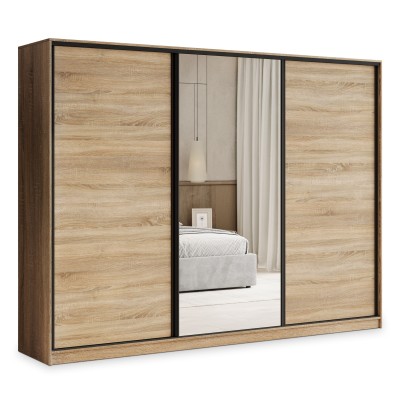 Szafa Przesuwna TARI 250 cm z Lustrem Szafa Trzydrzwiowa z Szufladami