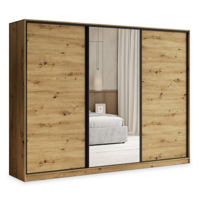 Szafa Przesuwna TARI 250 cm z Lustrem Szafa Trzydrzwiowa z Szufladami