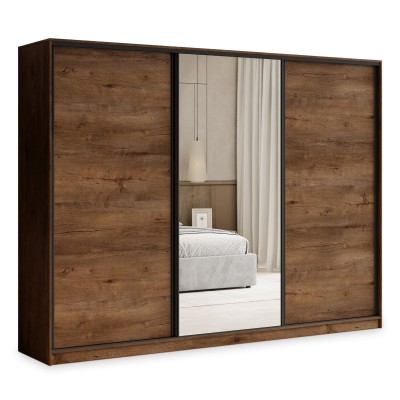 Szafa Przesuwna TARI 250 cm z Lustrem Szafa Trzydrzwiowa z Szufladami