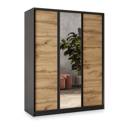 Szafa Przesuwna SORE 150 cm z Lustrem Szafa Trzydrzwiowa z Szufladami