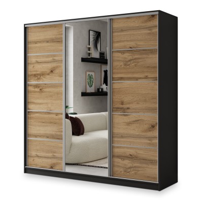 Szafa Przesuwna NATA 180 cm z Lustrem Szafa Trzydrzwiowa z Szufladami