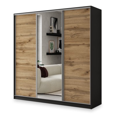 Szafa Przesuwna SORE 180 cm z Lustrem Szafa Trzydrzwiowa z Szufladami