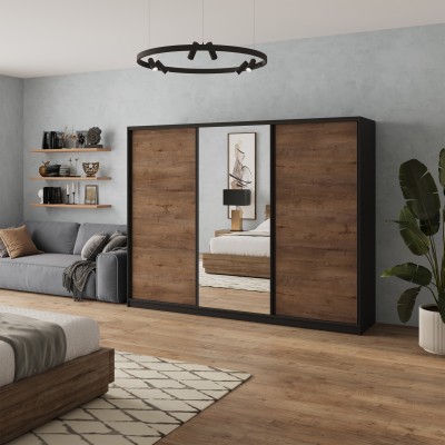 Szafa Przesuwna SORE 235 cm z Lustrem Szafa Trzydrzwiowa z Szufladami