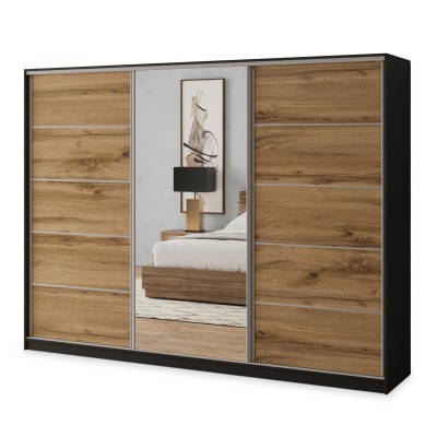 Szafa Przesuwna NATA 235 cm z Lustrem Szafa Trzydrzwiowa z Szufladami
