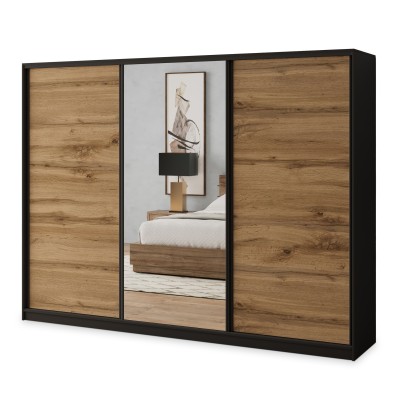 Szafa Przesuwna SORE 235 cm z Lustrem Szafa Trzydrzwiowa z Szufladami