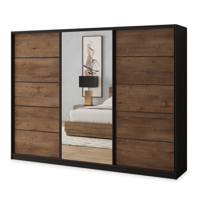 Szafa Przesuwna NATA 250 cm z Lustrem Szafa Trzydrzwiowa z Szufladami