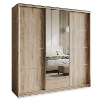 Szafa Przesuwna VARO 180 cm z Lustrem Szafa Trzydrzwiowa z Szufladami