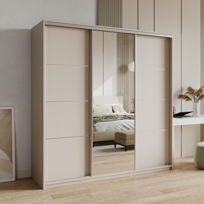 Szafa Przesuwna VARO 180 cm z Lustrem Szafa Trzydrzwiowa z Szufladami