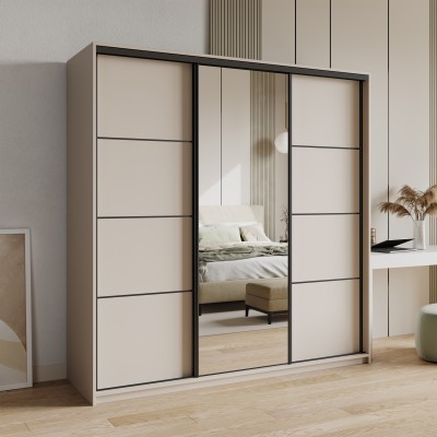 Szafa Przesuwna VARO 180 cm z Lustrem Szafa Trzydrzwiowa z Szufladami