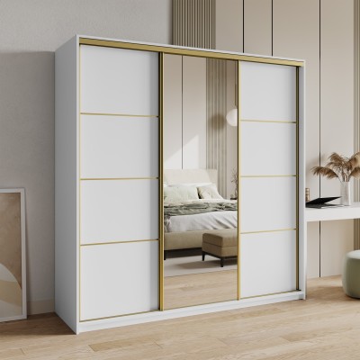 Szafa Przesuwna VARO 180 cm z Lustrem Szafa Trzydrzwiowa z Szufladami