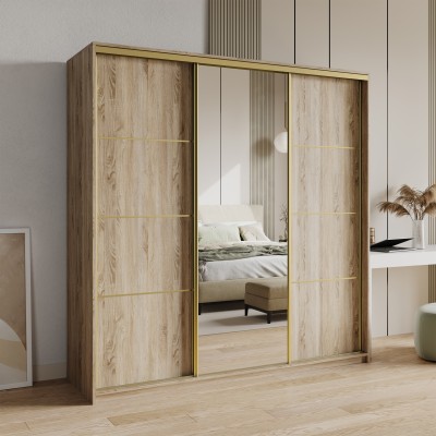 Szafa Przesuwna VARO 180 cm z Lustrem Szafa Trzydrzwiowa z Szufladami