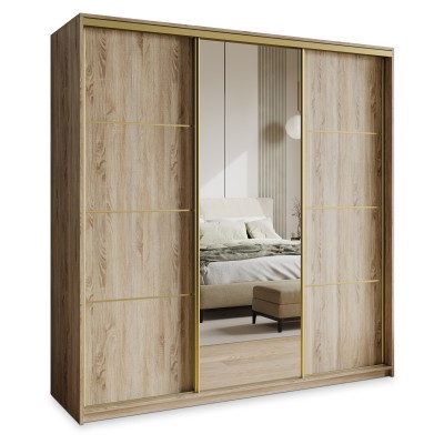 Szafa Przesuwna VARO 180 cm z Lustrem Szafa Trzydrzwiowa z Szufladami