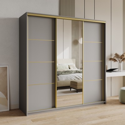 Szafa Przesuwna VARO 180 cm z Lustrem Szafa Trzydrzwiowa z Szufladami