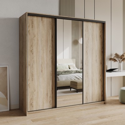 Szafa Przesuwna TAVI 180 cm z Lustrem Szafa Trzydrzwiowa z Szufladami