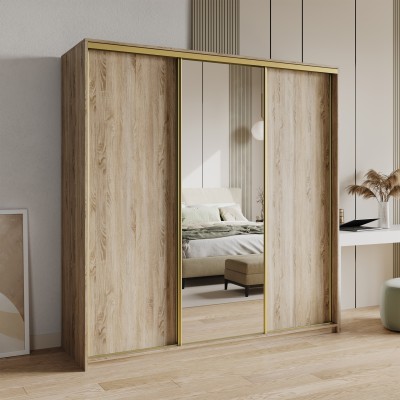 Szafa Przesuwna TAVI 180 cm z Lustrem Szafa Trzydrzwiowa z Szufladami