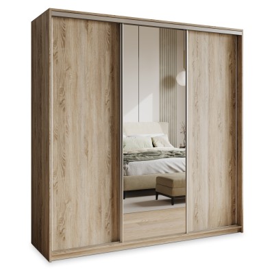 Szafa Przesuwna TAVI 180 cm z Lustrem Szafa Trzydrzwiowa z Szufladami