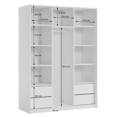 Szafa Przesuwna RIEN 180 cm z Lustrem Szafa Trzydrzwiowa z Szufladami