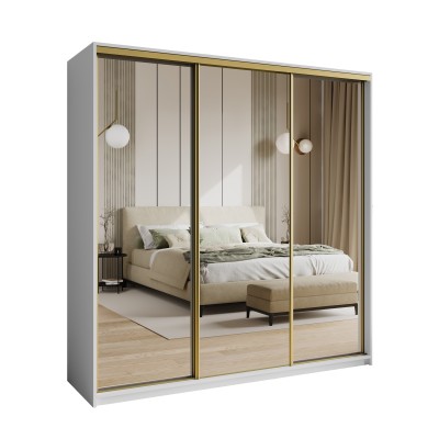 Szafa Przesuwna RIEN 180 cm z Lustrem Szafa Trzydrzwiowa z Szufladami