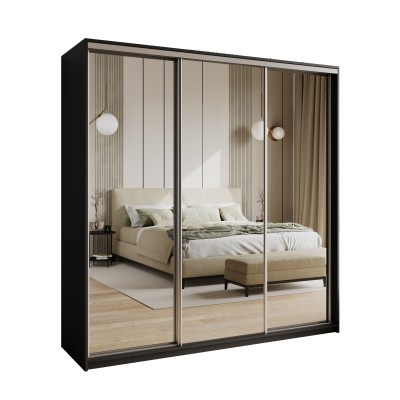 Szafa Przesuwna RIEN 180 cm z Lustrem Szafa Trzydrzwiowa z Szufladami