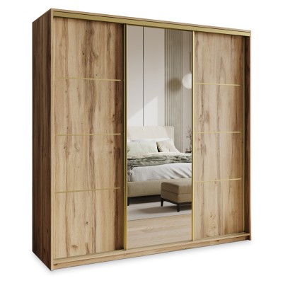 Szafa Przesuwna VARO 180 cm z Lustrem Szafa Trzydrzwiowa z Szufladami