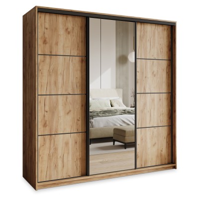 Szafa Przesuwna VARO 180 cm z Lustrem Szafa Trzydrzwiowa z Szufladami