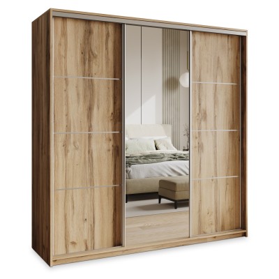 Szafa Przesuwna VARO 180 cm z Lustrem Szafa Trzydrzwiowa z Szufladami