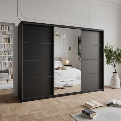 Szafa Przesuwna VARO 250 cm z Lustrem Szafa Trzydrzwiowa z Szufladami