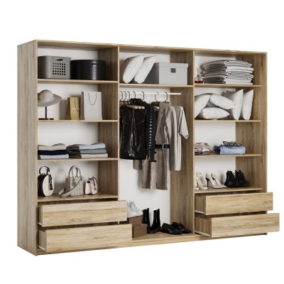 Szafa Przesuwna VARO 250 cm z Lustrem Szafa Trzydrzwiowa z Szufladami