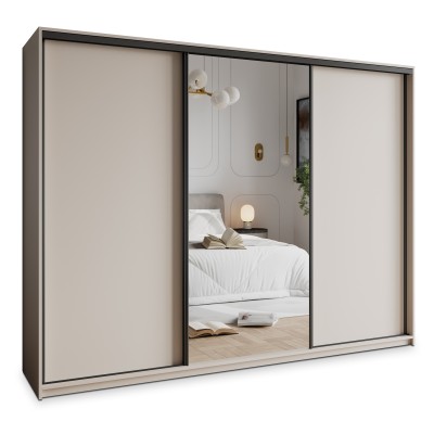 Szafa Przesuwna TAVI 250 cm z Lustrem Szafa Trzydrzwiowa z Szufladami