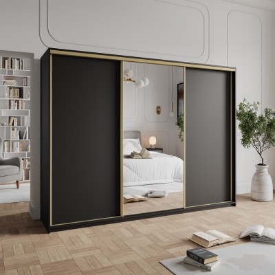 Szafa Przesuwna TAVI 250 cm z Lustrem Szafa Trzydrzwiowa z Szufladami