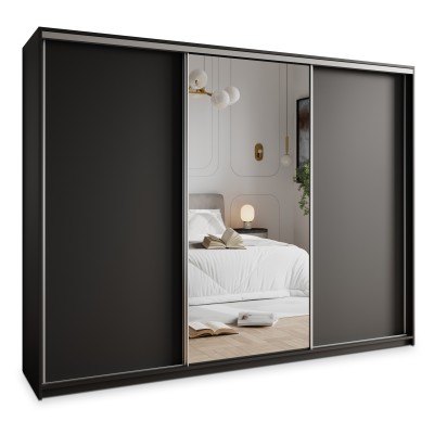 Szafa Przesuwna TAVI 250 cm z Lustrem Szafa Trzydrzwiowa z Szufladami