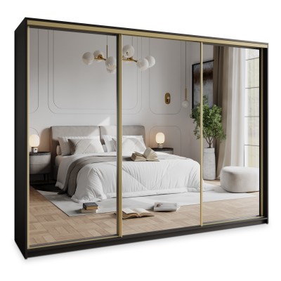 Szafa Przesuwna RIEN 250 cm z Lustrem Szafa Trzydrzwiowa z Szufladami