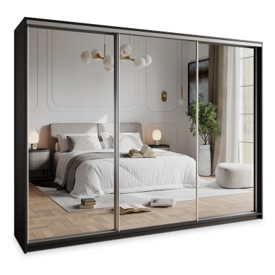 Szafa Przesuwna RIEN 250 cm z Lustrem Szafa Trzydrzwiowa z Szufladami