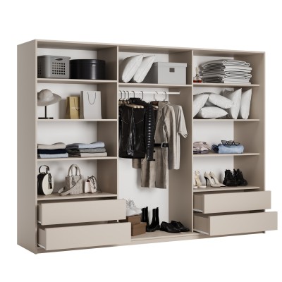 Szafa Przesuwna NISSE 250 cm Szafa Trzydrzwiowa z Szufladami