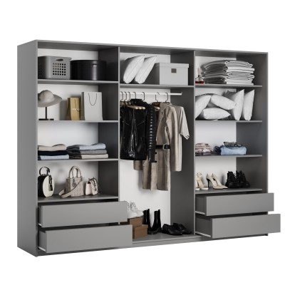 Szafa Przesuwna NISSE 250 cm Szafa Trzydrzwiowa z Szufladami