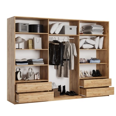 Szafa Przesuwna VARO 250 cm z Lustrem Szafa Trzydrzwiowa z Szufladami