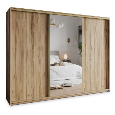 Szafa Przesuwna TAVI 250 cm z Lustrem Szafa Trzydrzwiowa z Szufladami