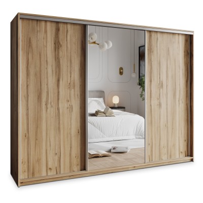 Szafa Przesuwna TAVI 250 cm z Lustrem Szafa Trzydrzwiowa z Szufladami