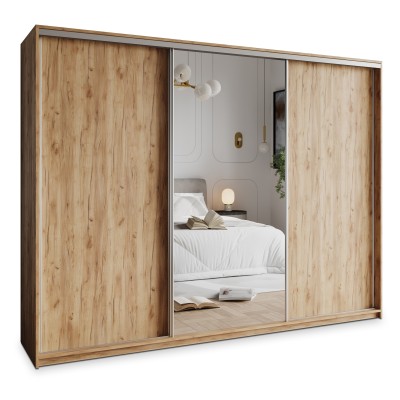 Szafa Przesuwna TAVI 250 cm z Lustrem Szafa Trzydrzwiowa z Szufladami